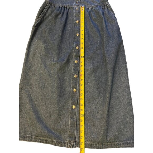 Vintage Elements Spiegel Blue Denim Dress Sz 2P Black Velvet Trim Cotton USA L/S - Picture 8 of 13